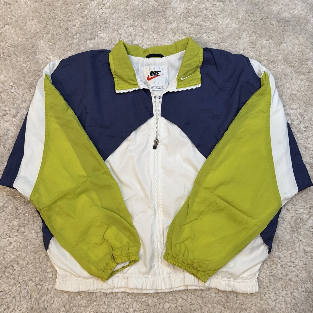 Vtg Nike Windbreaker Jacket Womens XL Full Zip Colorblock Breathable Y2K Retro